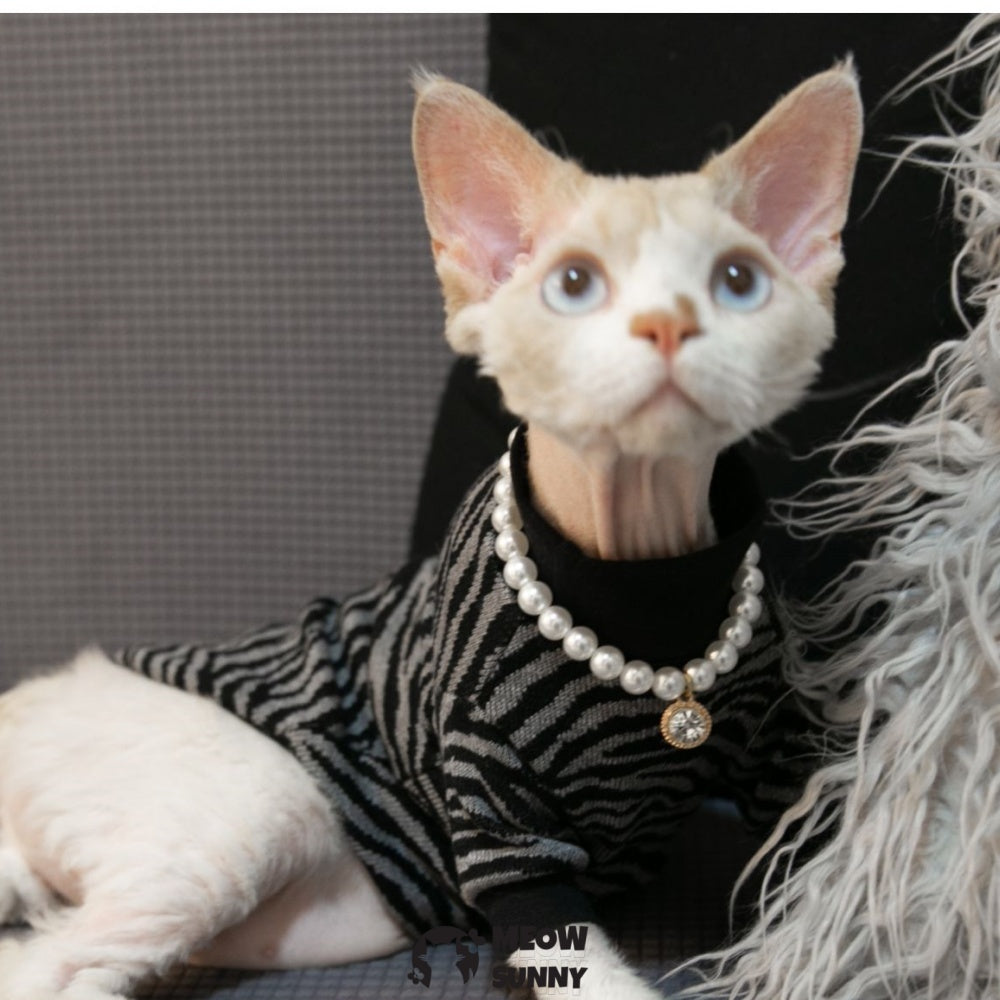 Vintage Stripes Sphynx Hairless Cat Cotton T-Shirts Pet Clothes