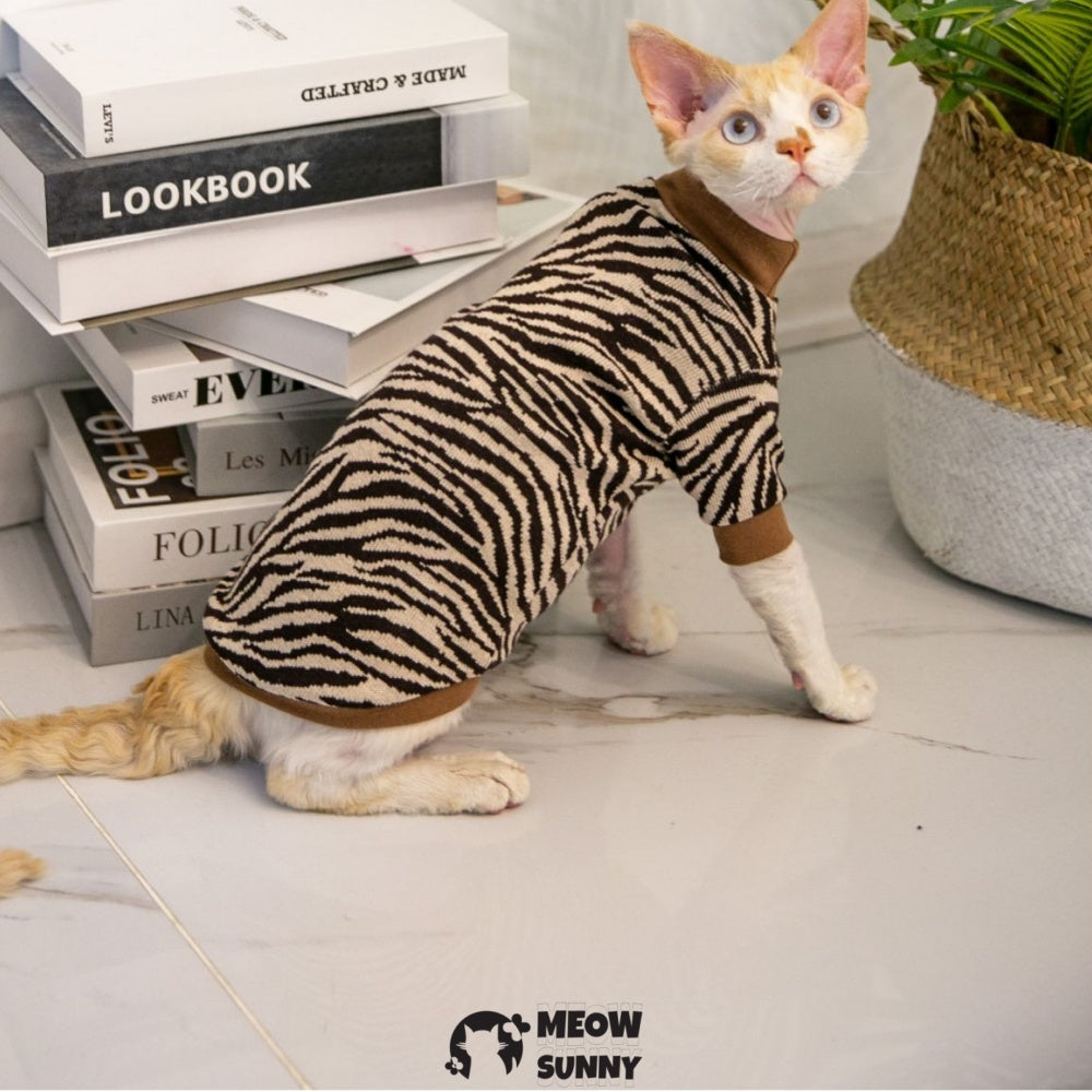 Vintage Stripes Sphynx Hairless Cat Cotton T-Shirts Pet Clothes