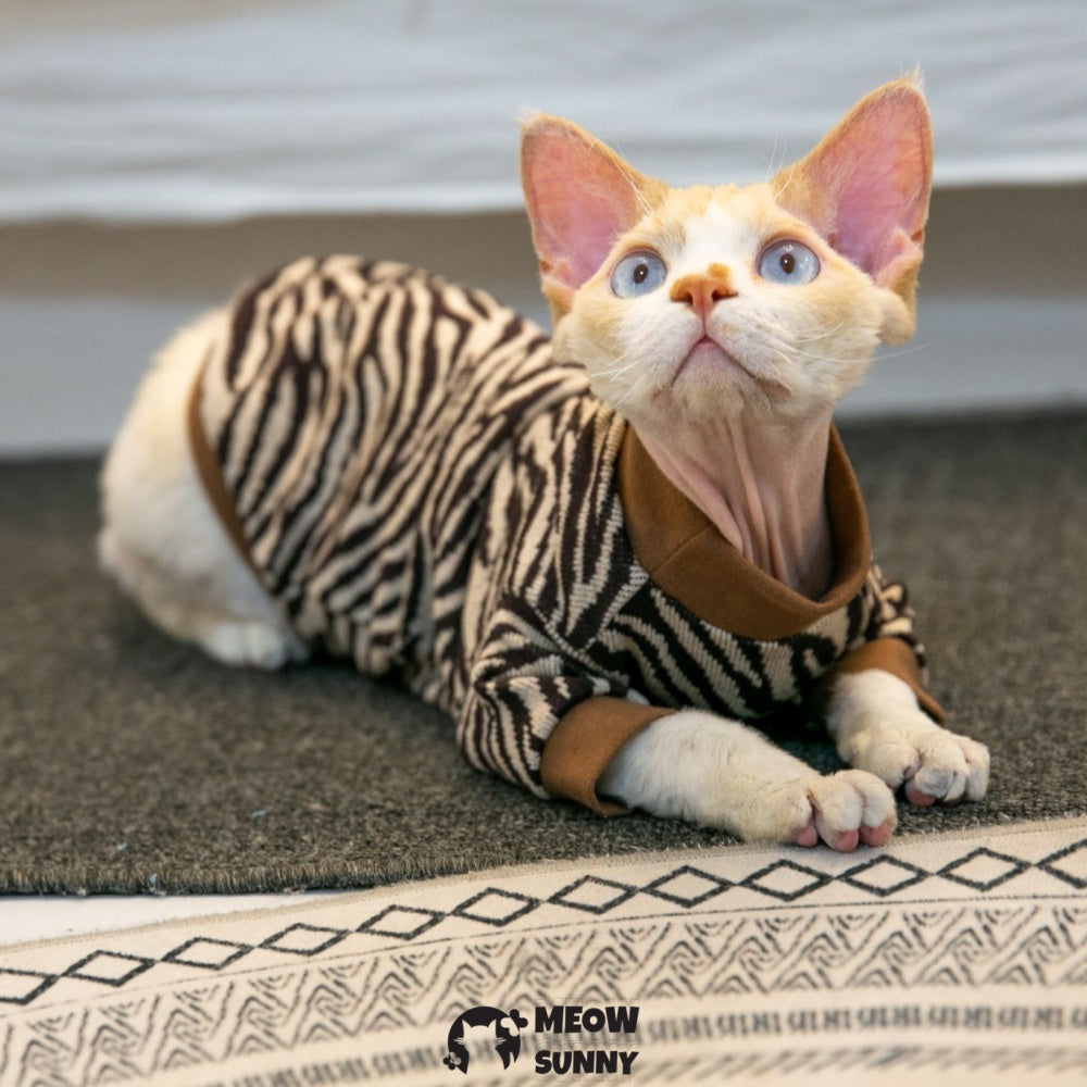 Vintage Stripes Sphynx Hairless Cat Cotton T-Shirts Pet Clothes