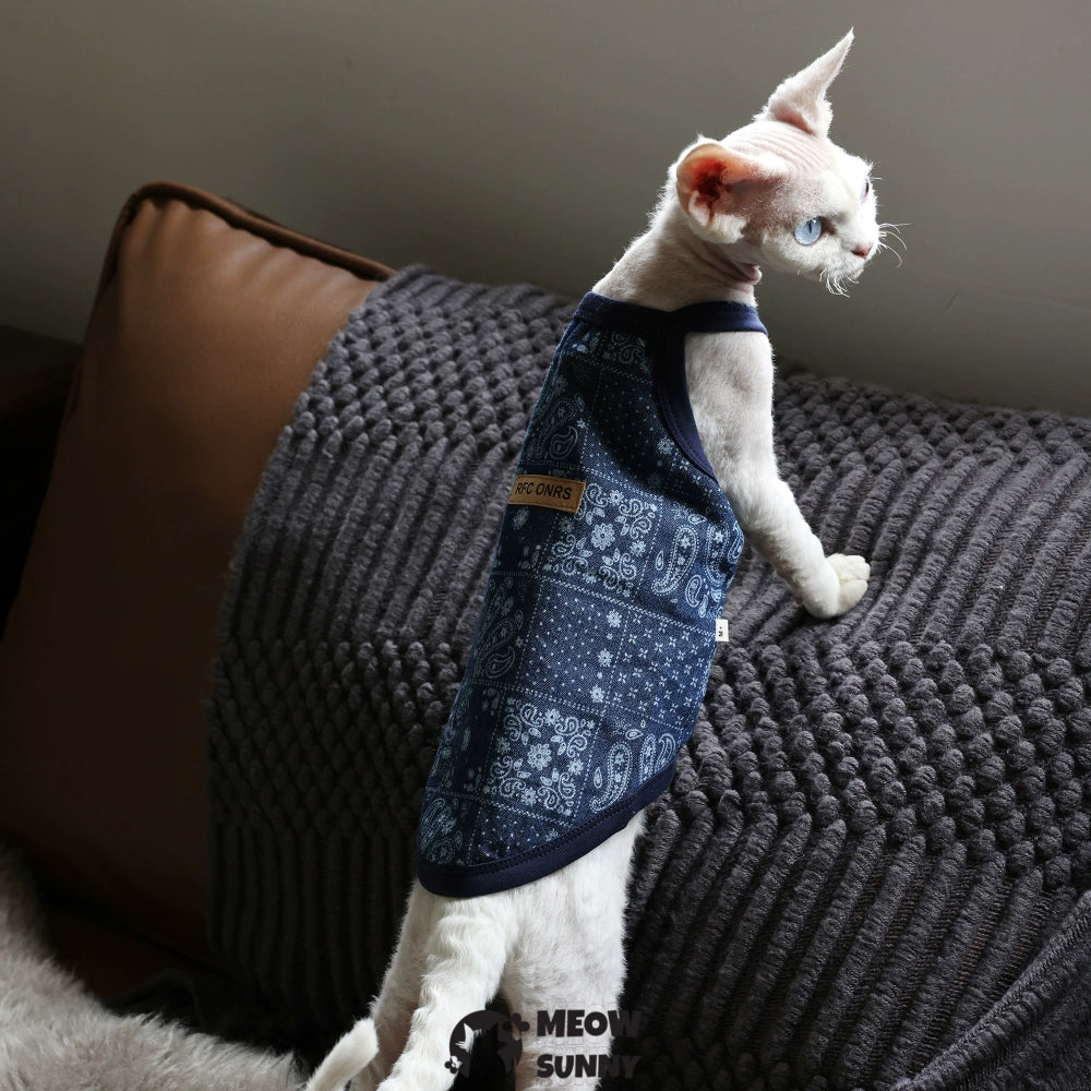 Vintage Stripes Sphynx Hairless Cotton Cat Turtleneck Shirt
