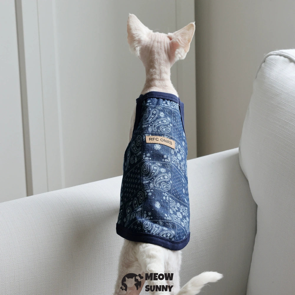 Vintage Stripes Sphynx Hairless Cotton Cat Turtleneck Shirt