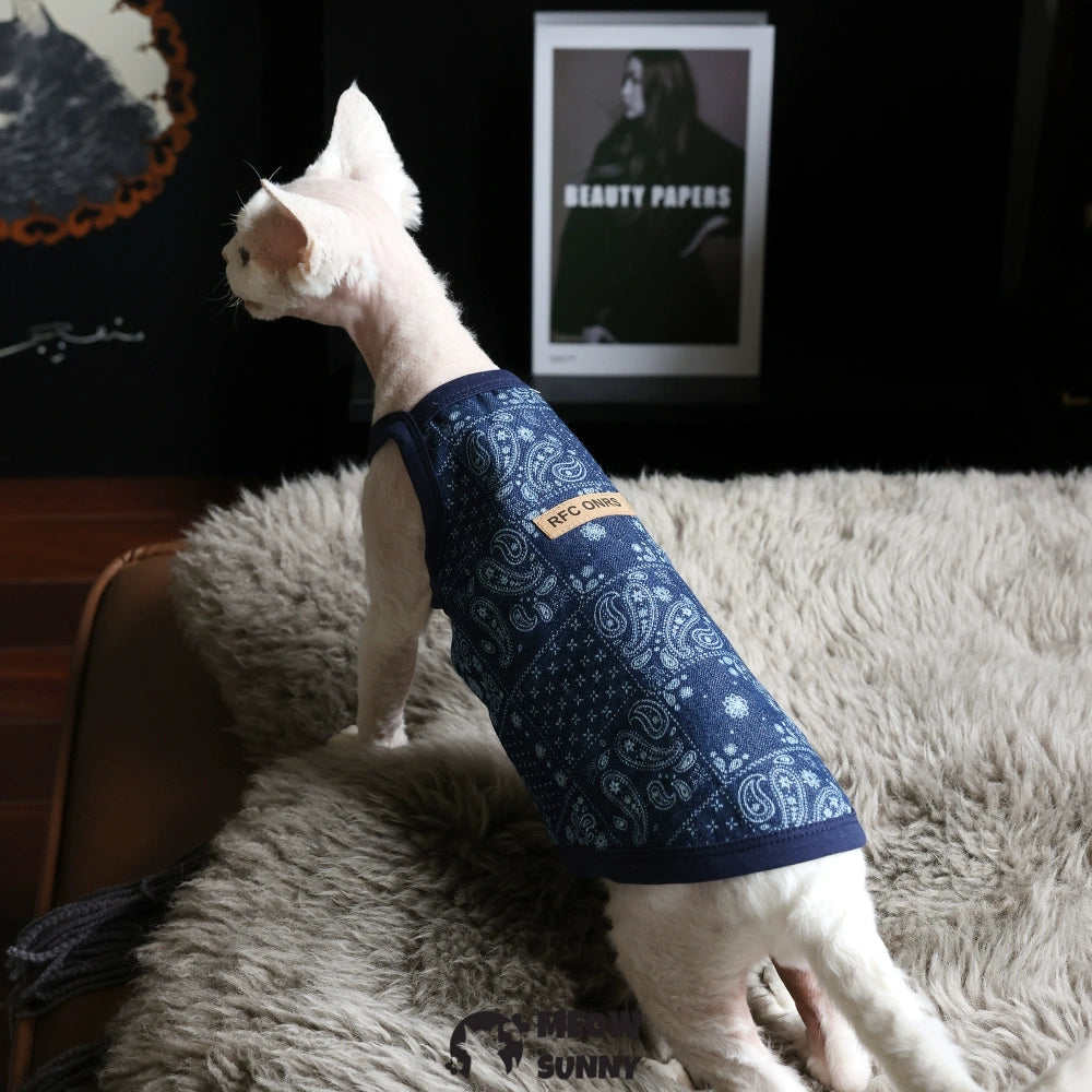 Vintage Stripes Sphynx Hairless Cotton Cat Turtleneck Shirt