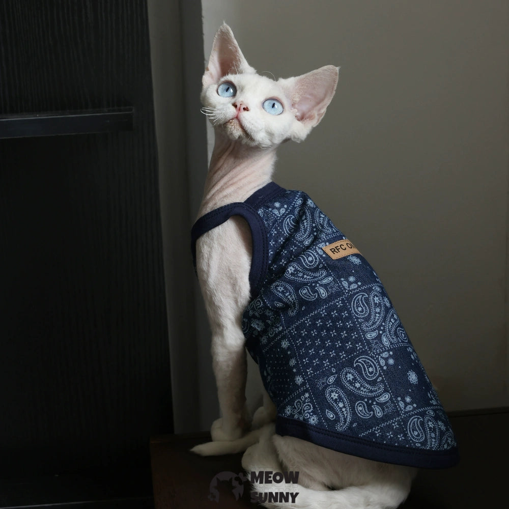 Vintage Stripes Sphynx Hairless Cotton Cat Turtleneck Shirt