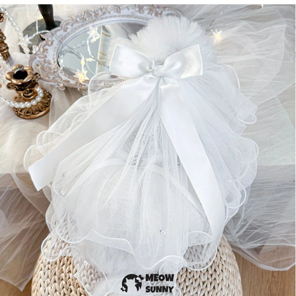 Wedding veil curled edge pet wedding dog hair accessories