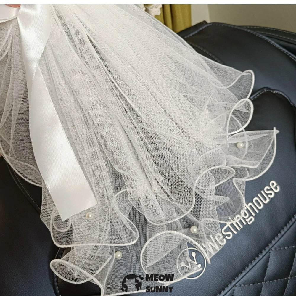 Wedding veil curled edge pet wedding dog hair accessories