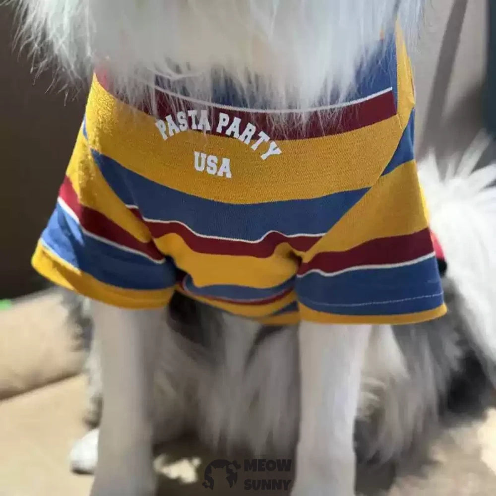 Wide Stripes Dog Shirts Three color stripes Waffle Knit Pet T-Shirt