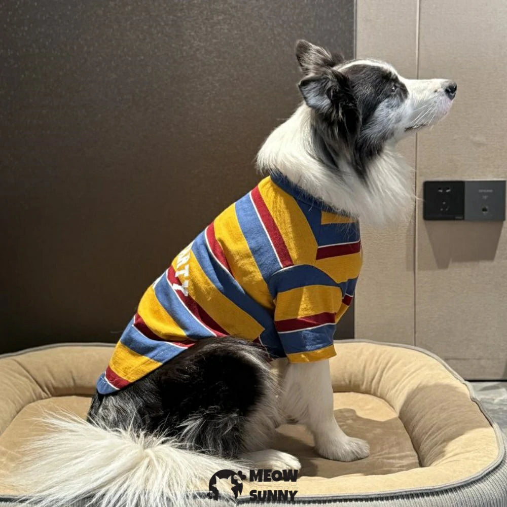 Wide Stripes Dog Shirts Three color stripes Waffle Knit Pet T-Shirt