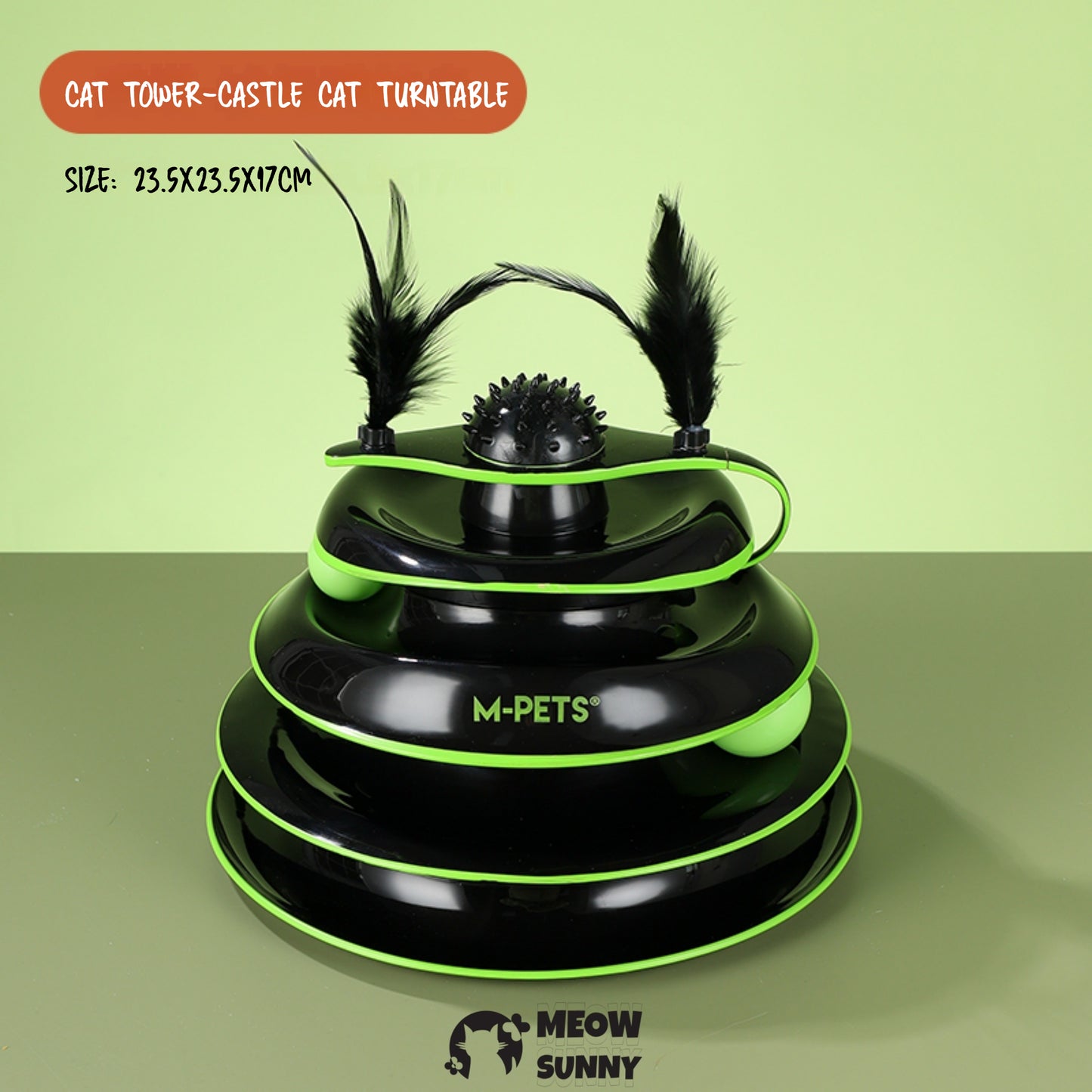 Cats Turntable Circle Track Toys(Black&Green),4 Level Turntable