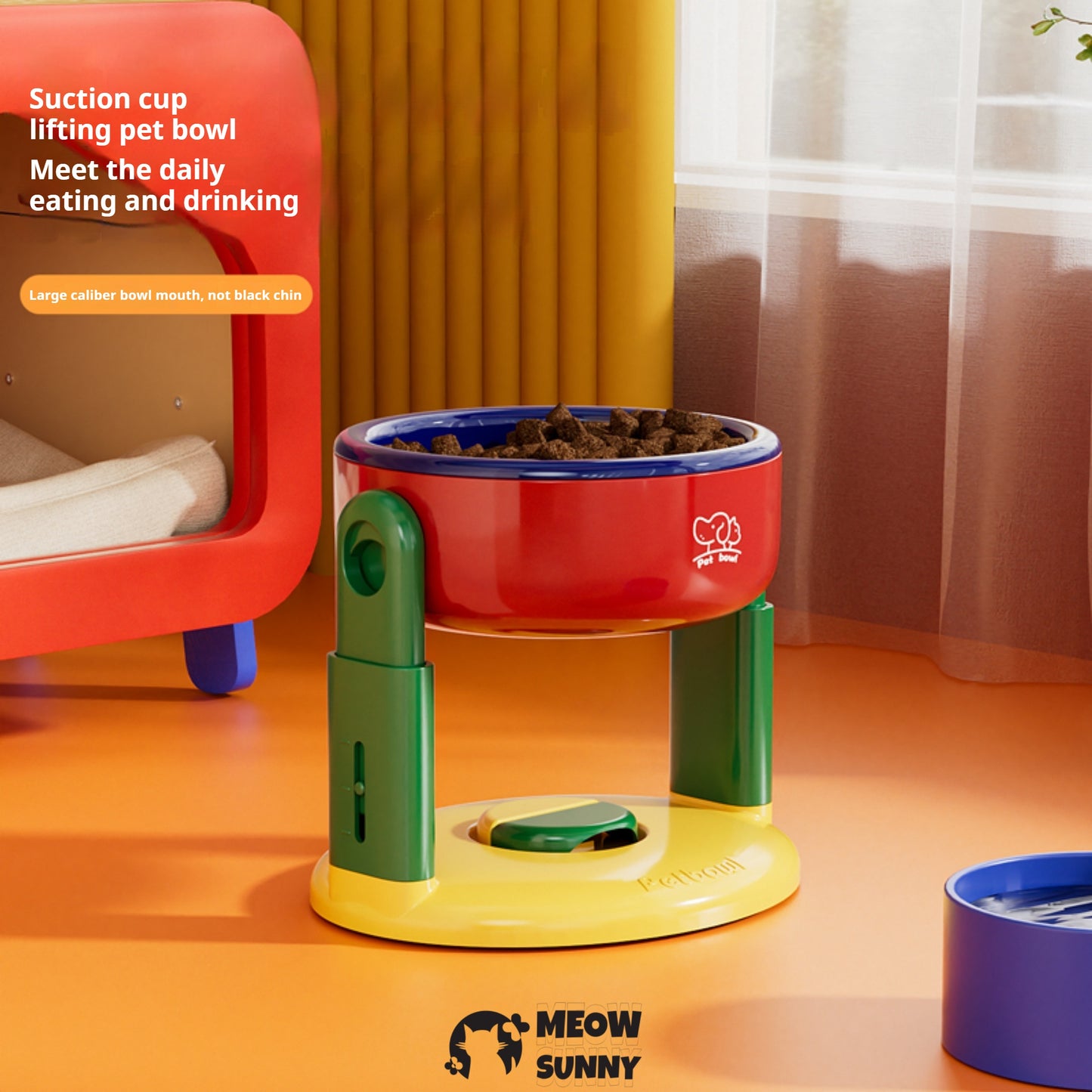 Adjustable height cat&dog bowl