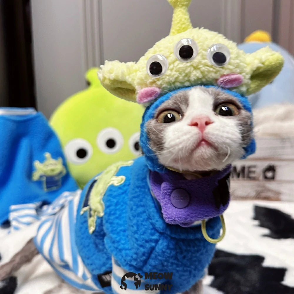 Hairless cat three-eyed clothes polar fleece half vest silky cotton striped bottom