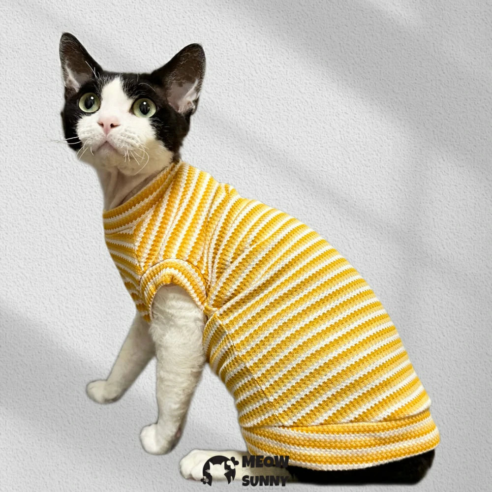 Summer Hairless Cat Clothes German Short Sleeve Striped Cotton Vest