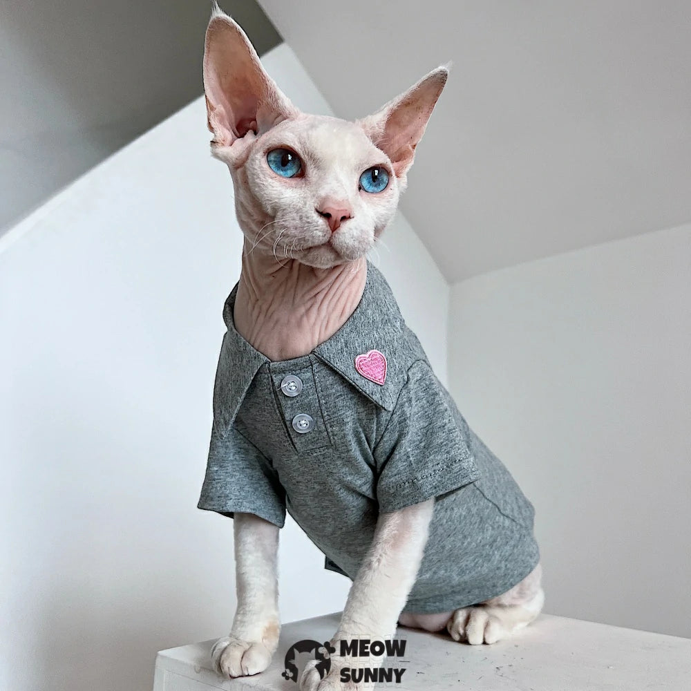 Hairless cat pure cotton multi-color POLO shirt spring skin-friendly