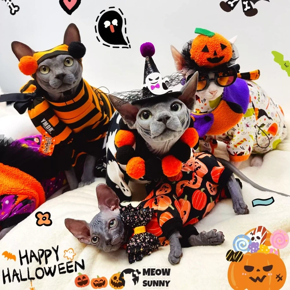 Pure cotton hairless cat clothes pure cotton Halloween handsome four-legged cover