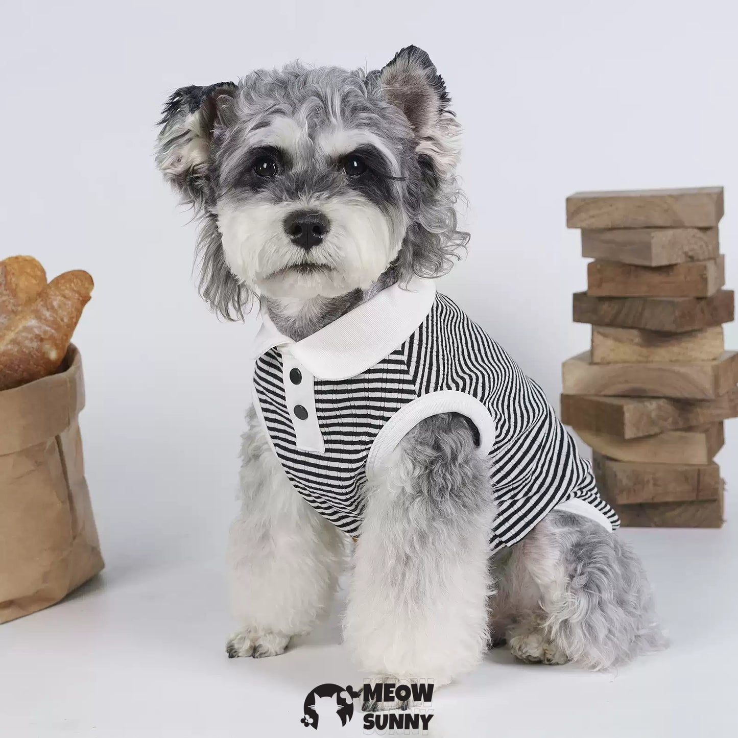 Dog striped shirt Soft cotton dog clothes Summer stretch POLO shirt