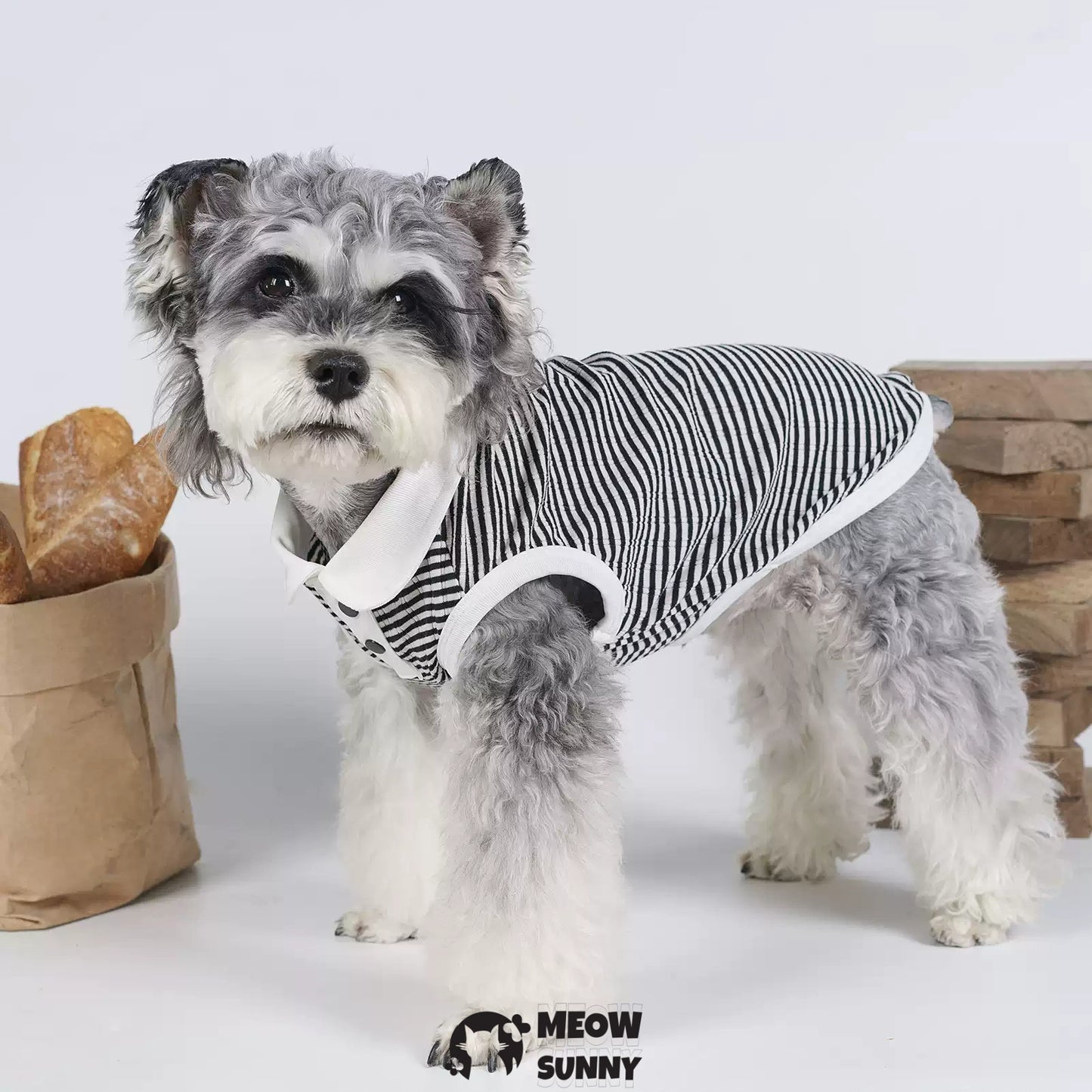 Dog striped shirt Soft cotton dog clothes Summer stretch POLO shirt