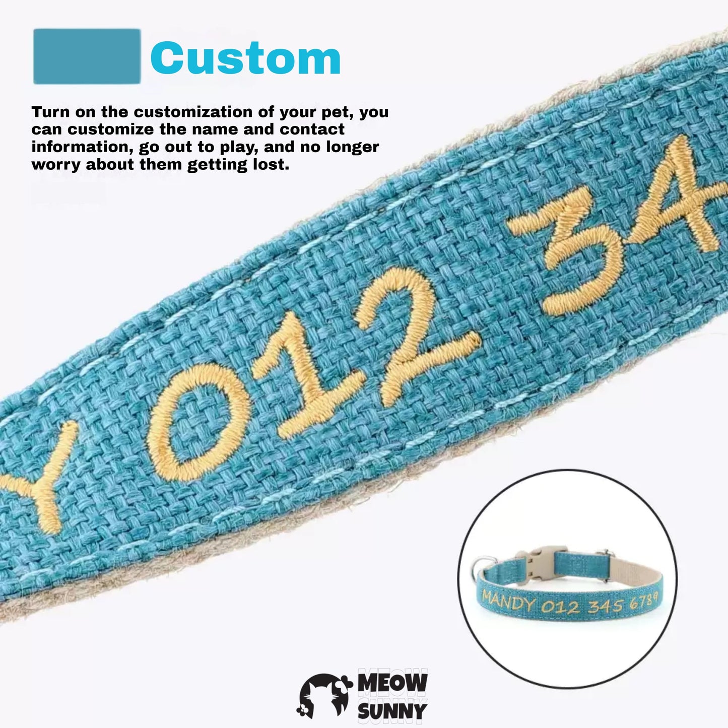 Embroidery Customizable Name Pet Cat Dog Collar