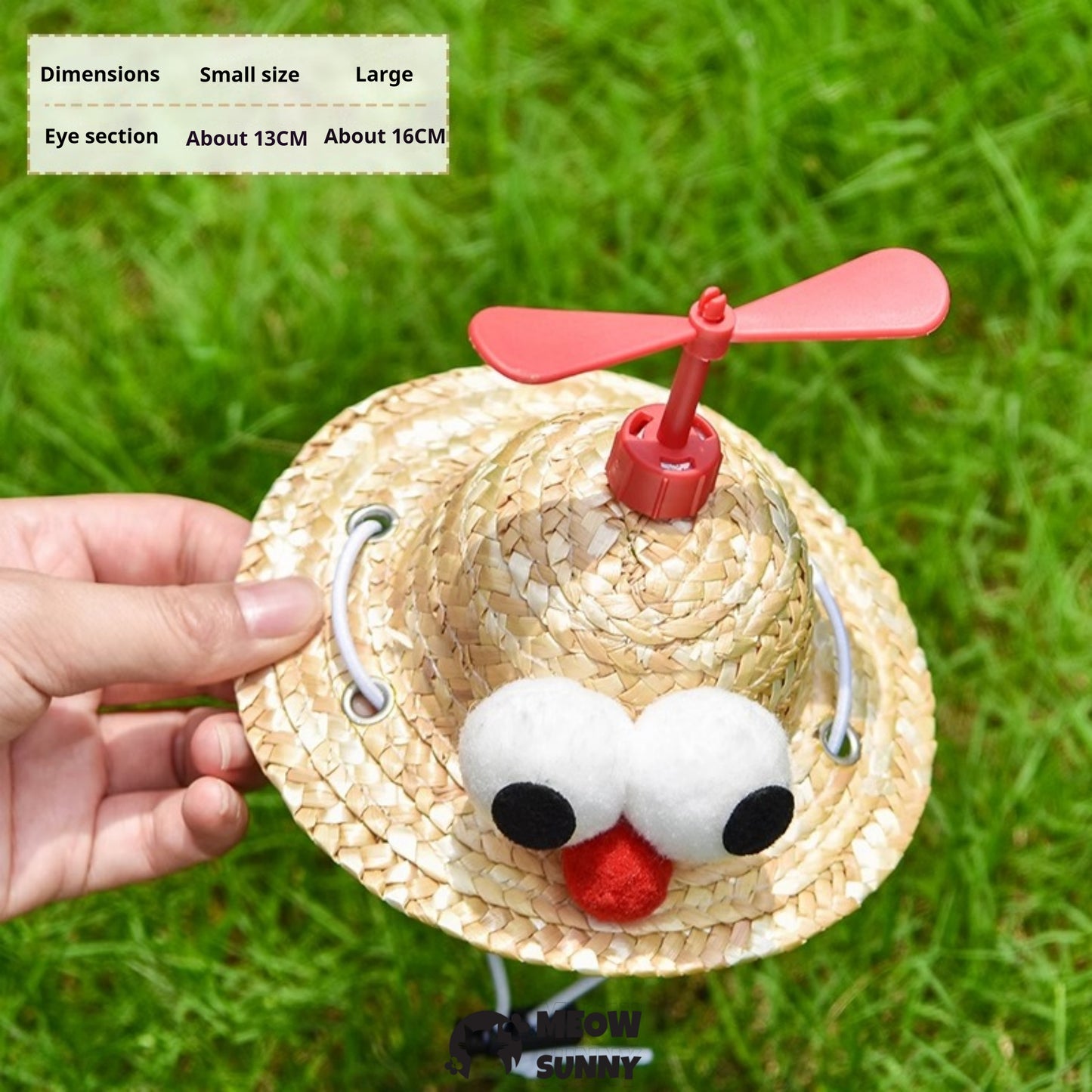Straw Bamboo Dragonfly/Small Flower Pet Cat & Dog Sun Hat