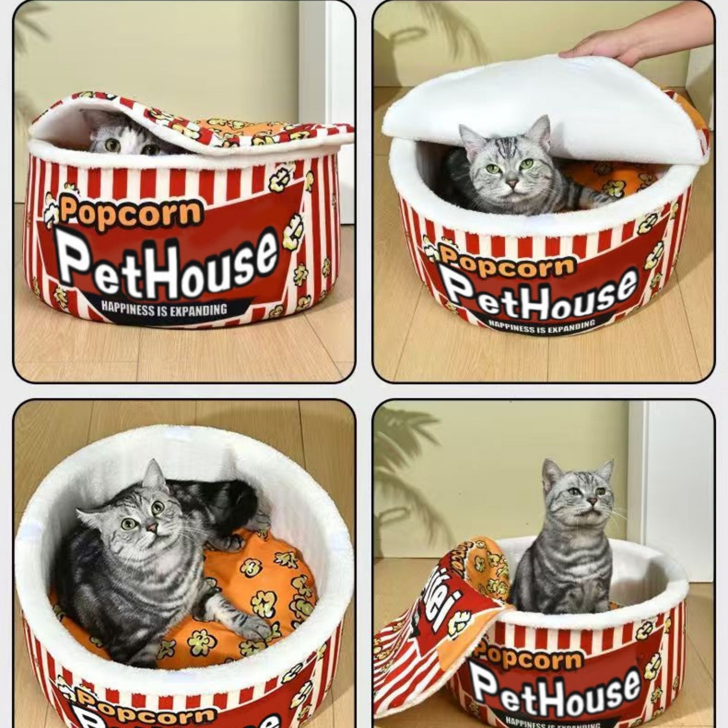 Cat Popcorn Instant Noddle Bowl Indoor Heated Cat Bed