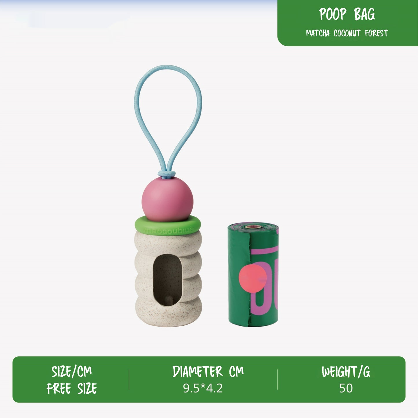 Pet Poop Bag Dispenser for Leash (Includes One Roll)