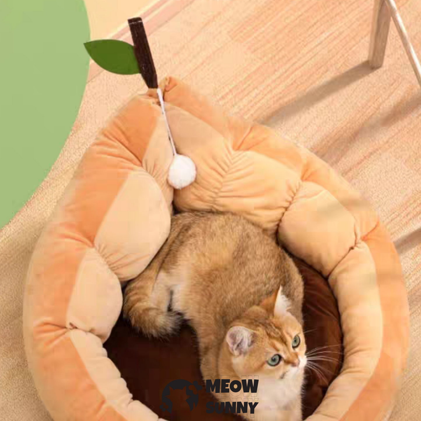 Orange Round Bolster with Ball Toys Cat & Dog Bed