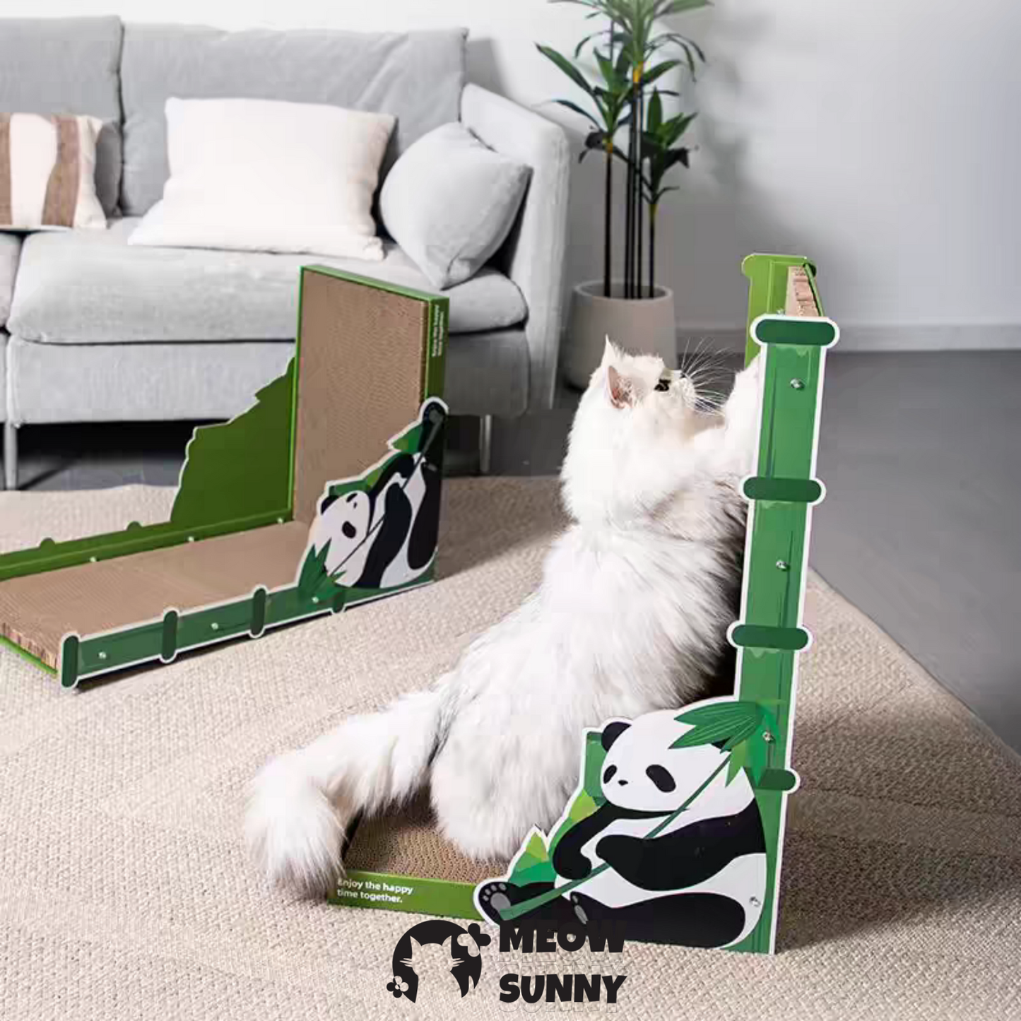 Premium Comfort Cat Scratcher Wall, Panda pattern,Green/Brown, Regular