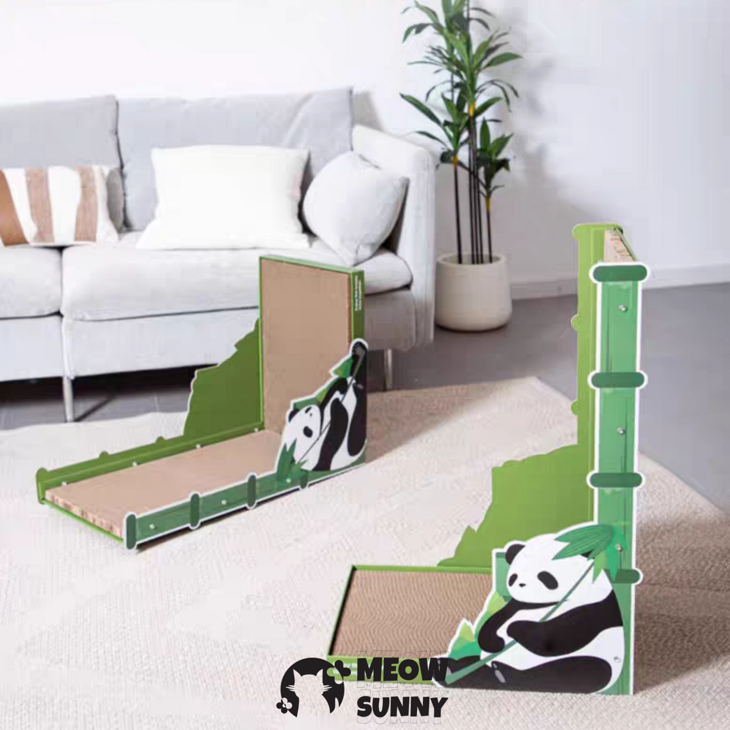 Premium Comfort Cat Scratcher Wall, Panda pattern,Green/Brown, Regular