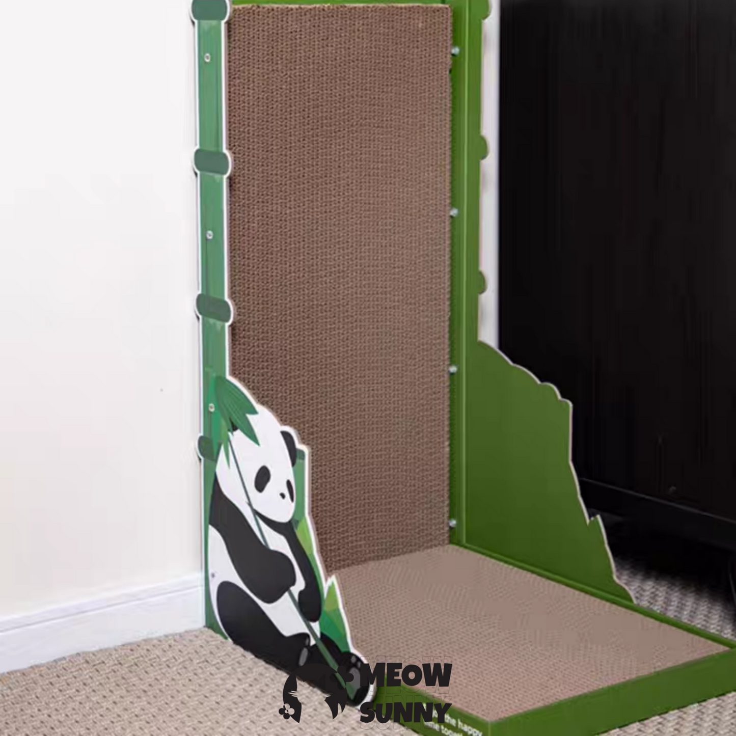 Premium Comfort Cat Scratcher Wall, Panda pattern,Green/Brown, Regular