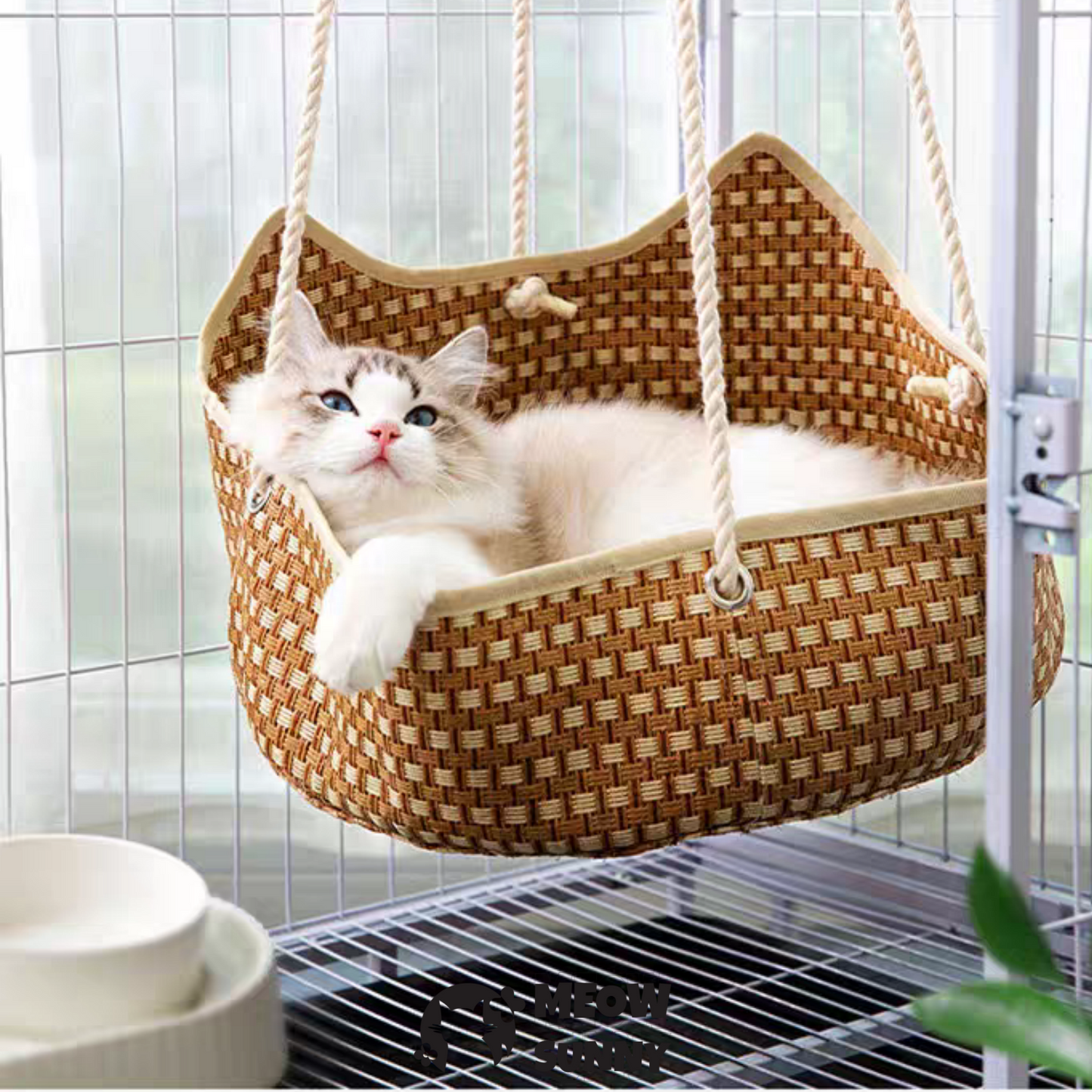Cat hanging swing bed handmade rattan soft and cool
