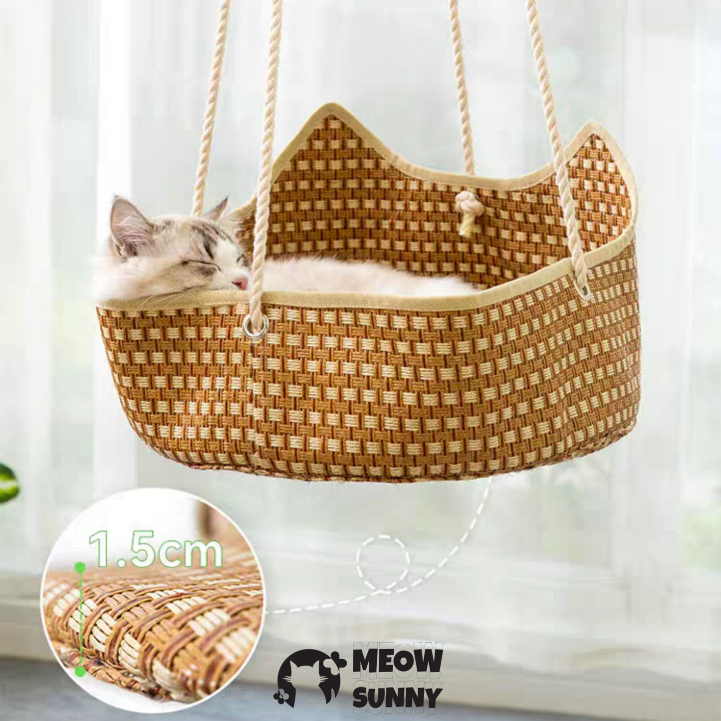 Cat hanging swing bed handmade rattan soft and cool