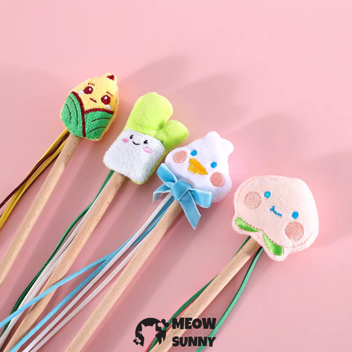 Pet Fit For Life 4-Piece Set Squiggly Worm Wand Cat Teasers Toy