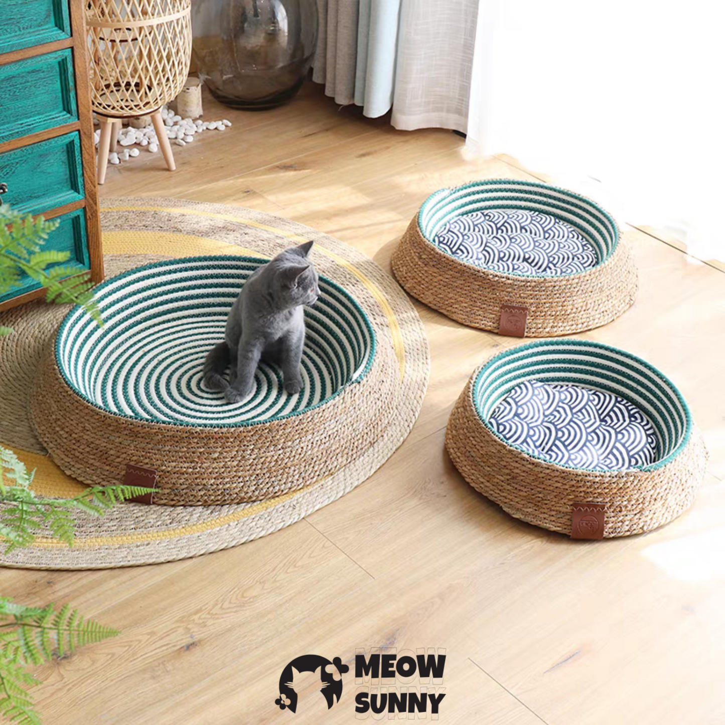 2-in-1 Throw Pillow with Removable Cover, Cushion, and Woven Cat &Dog Bed