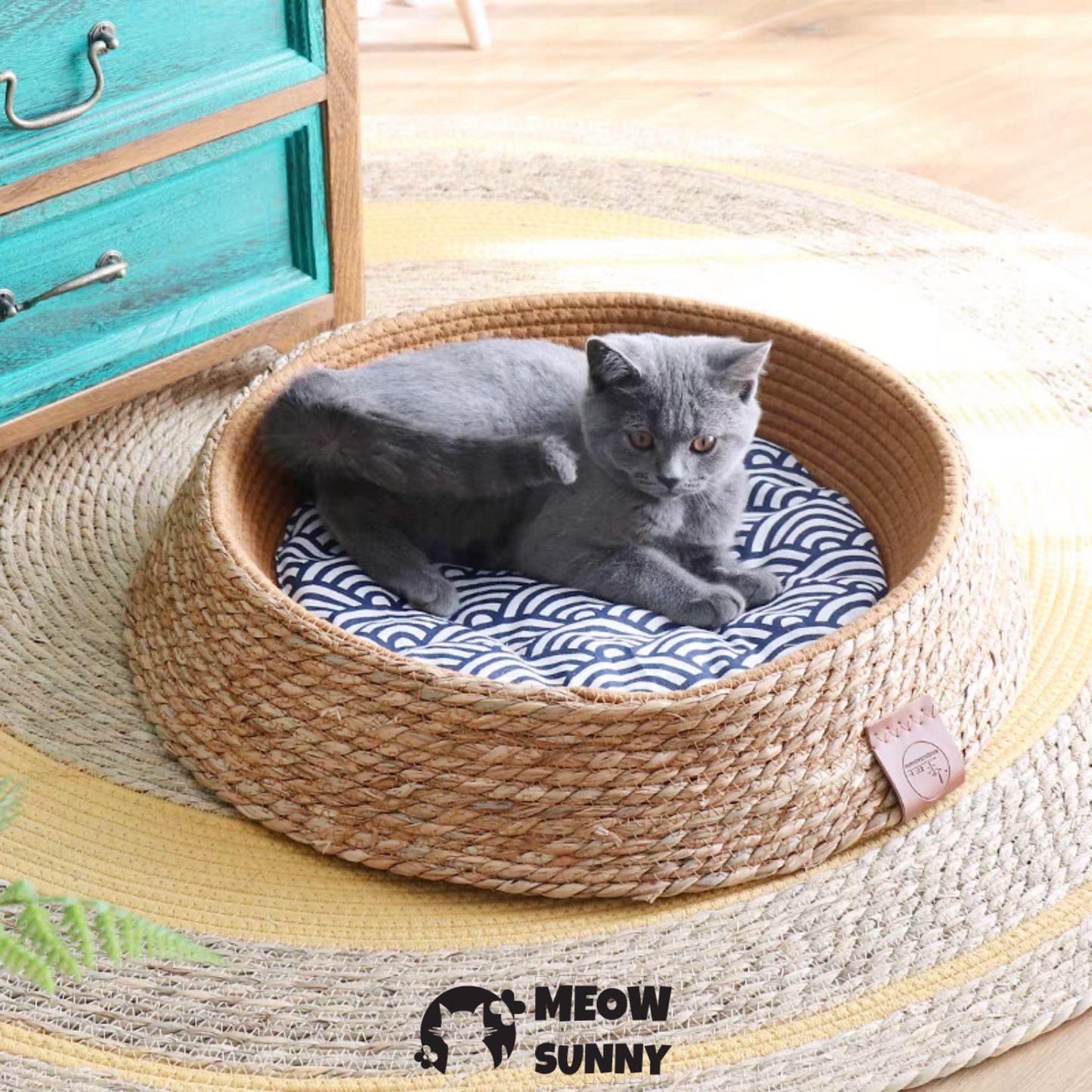 2-in-1 Throw Pillow with Removable Cover, Cushion, and Woven Cat &Dog Bed