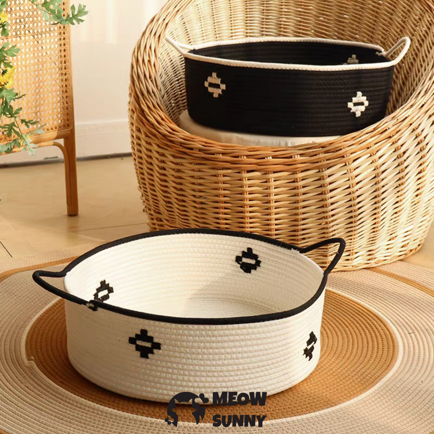 Fashion Woven Plush and Cotton Rope Cat or Dog Bed