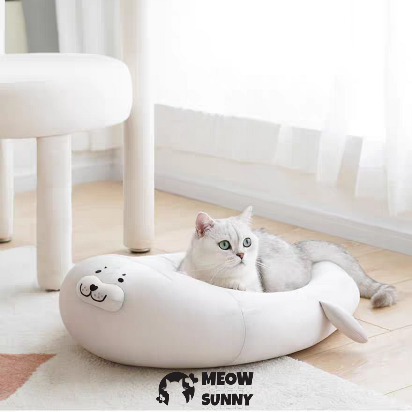 White Seal Stylish Cuddler Summer Cooling Ice Pad Semi-Enclosed Washable Cat Bed, Medium