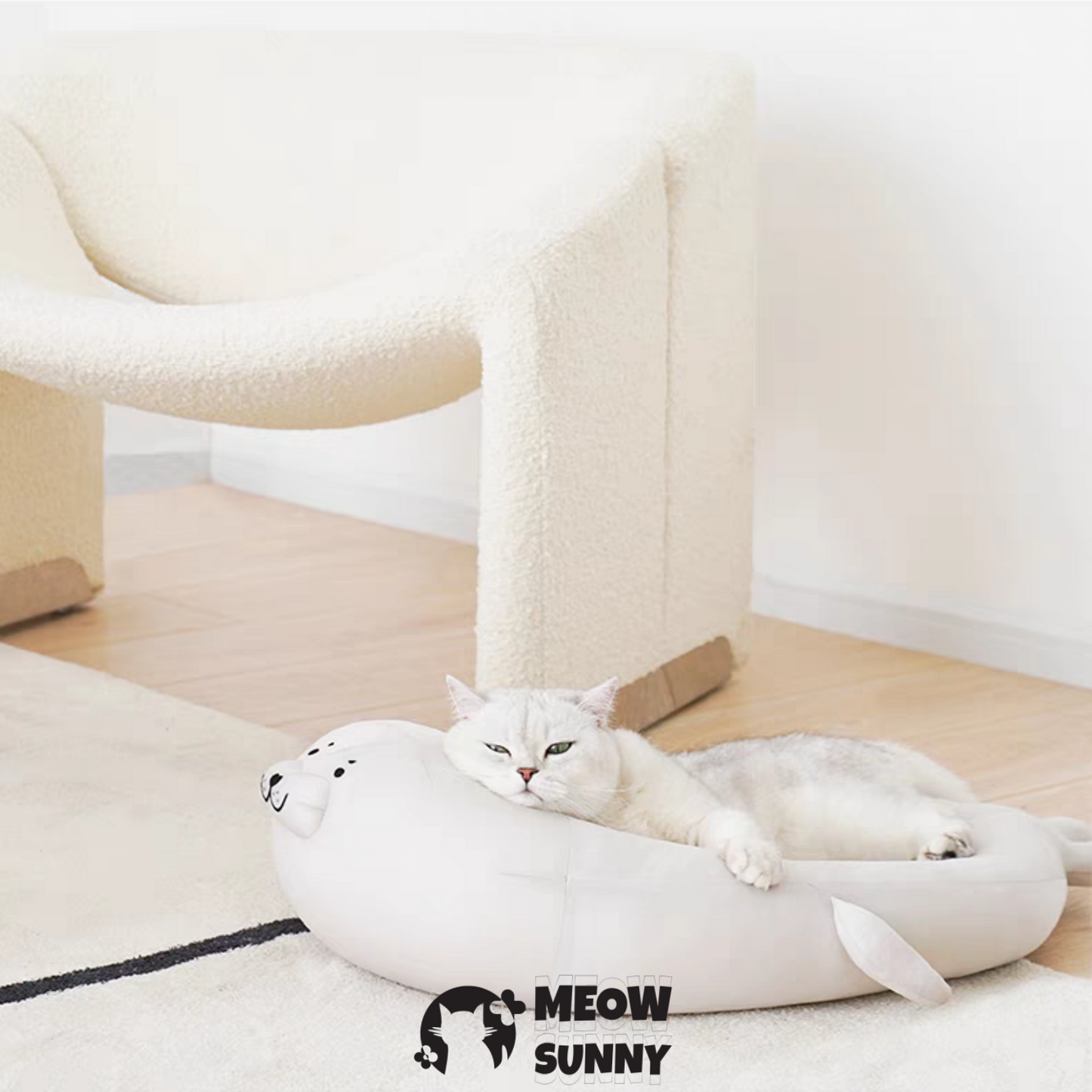 White Seal Stylish Cuddler Summer Cooling Ice Pad Semi-Enclosed Washable Cat Bed, Medium
