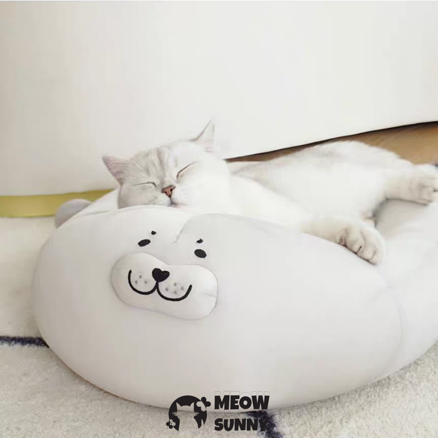 White Seal Stylish Cuddler Summer Cooling Ice Pad Semi-Enclosed Washable Cat Bed, Medium