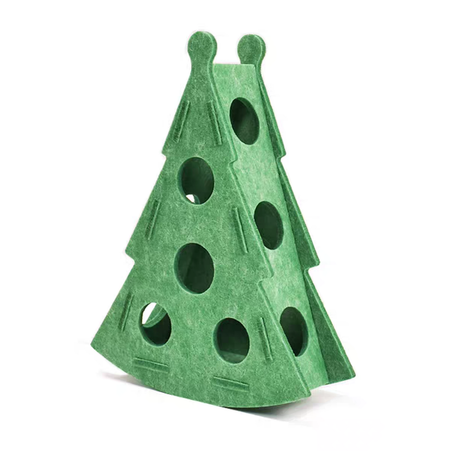 Felt Build Christmas Tree Hole Treat or Ball Dispenser Cat Toy
