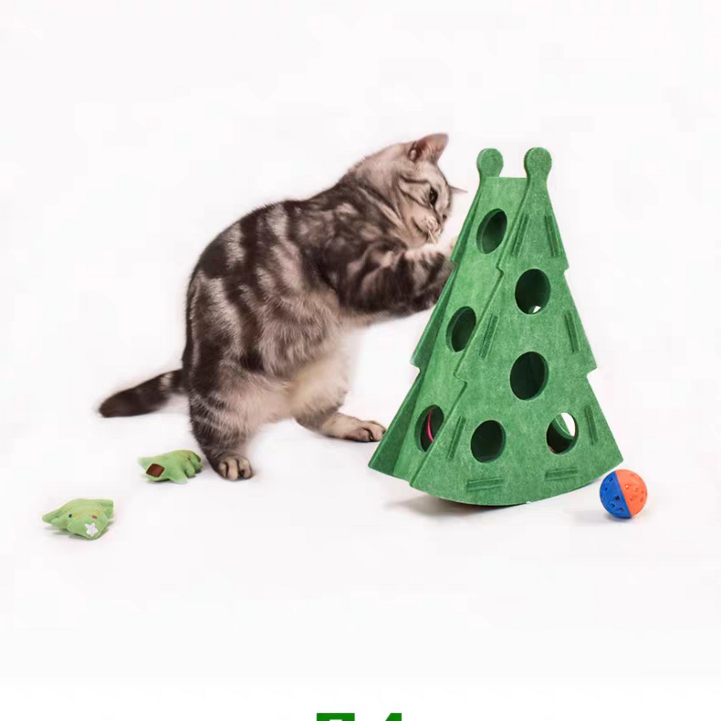 Felt Build Christmas Tree Hole Treat or Ball Dispenser Cat Toy