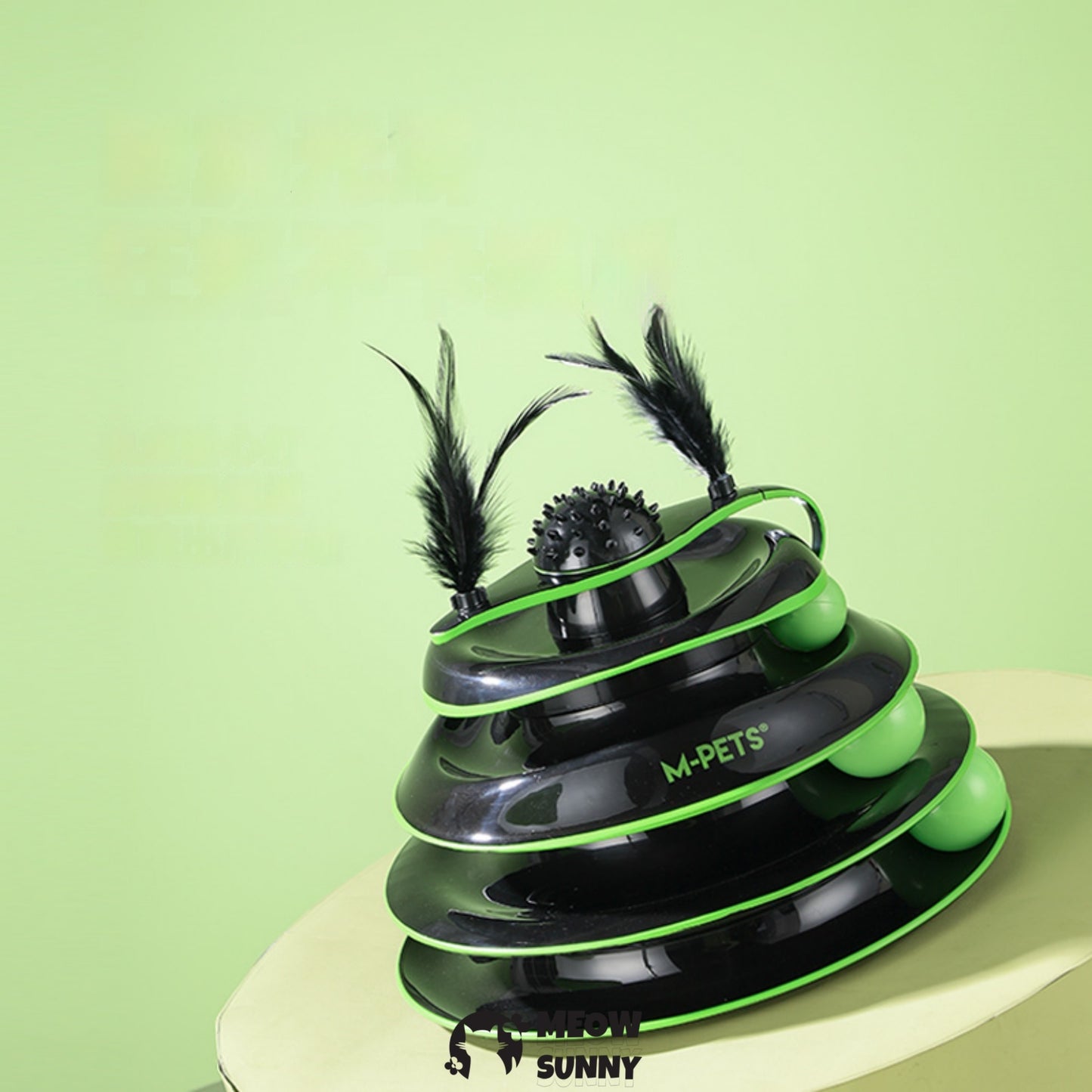 Cats Turntable Circle Track Toys(Black&Green),4 Level Turntable