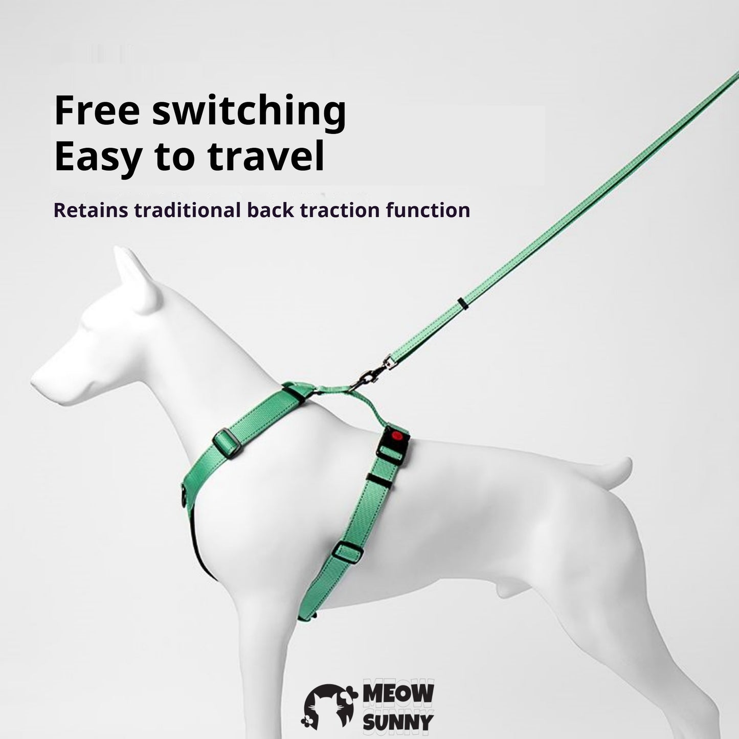 Front-Clip Dog Harness, Medium: 27 to 32-cm chest,4 in 1 Harness & Leash & Cruise Light