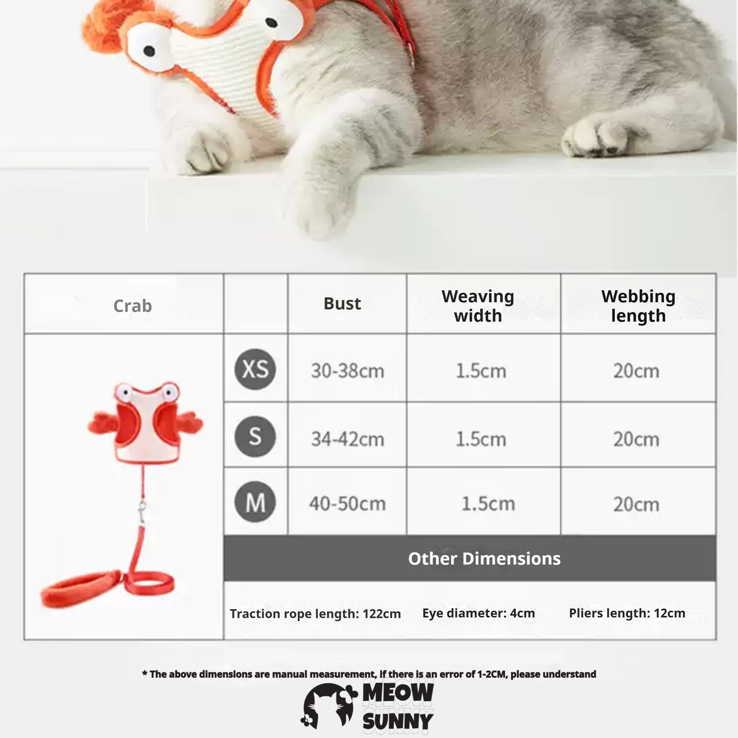 Crab shape Cat&dog Harness/Bungee Leash