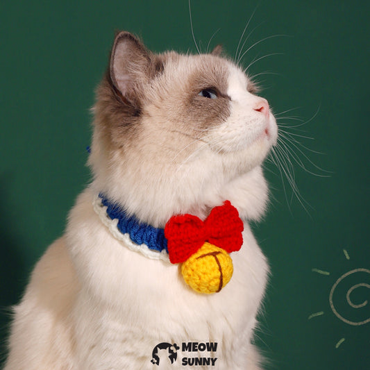 Woven Bell Cat Cute Holiday Bow Tie Collar