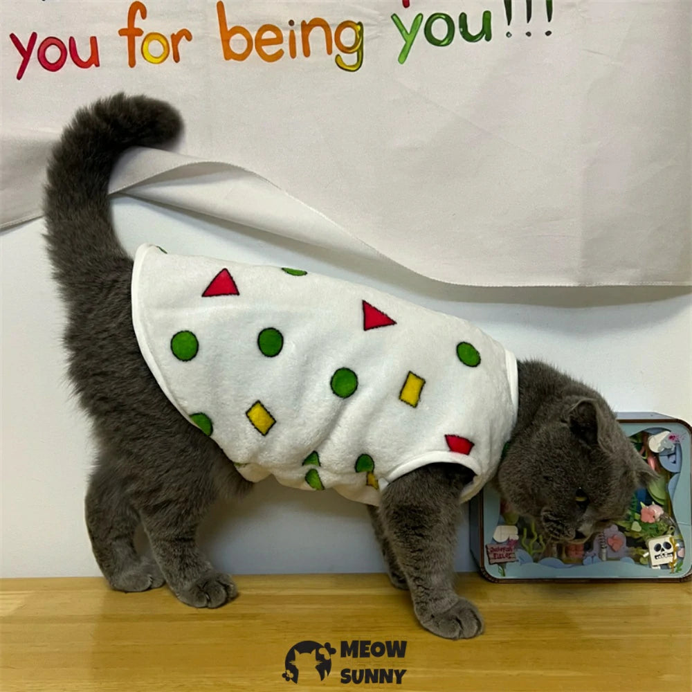 Cat clothes flannel warm cute cartoon vest anti-shedding