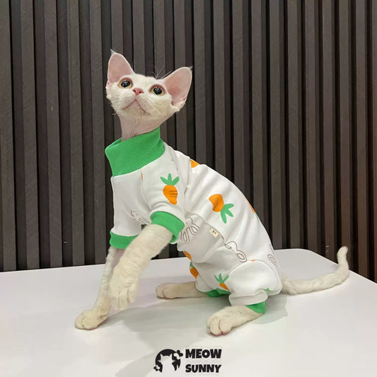Sphynx Sleeveless Bodysuit Elastic Hairless Cute pattern Cat Clothes