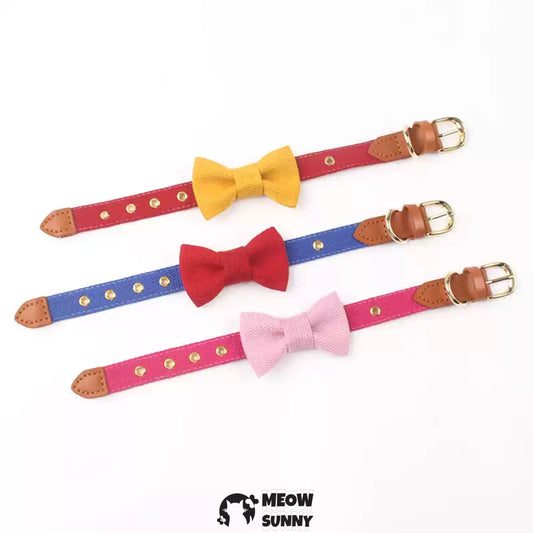 Adjustable Bowknot Nylon Dog &Cat Collar, 1.3M,Customizable Name