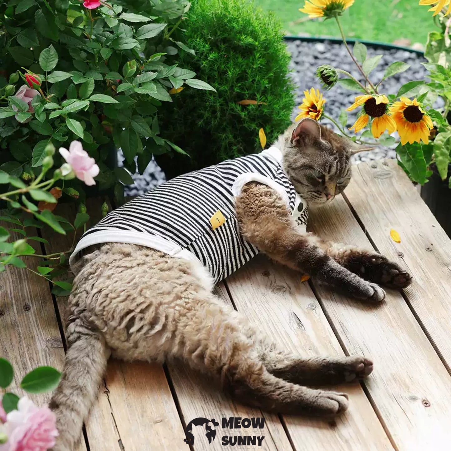 Summer Thin Simple Striped Cat POLO Shirt