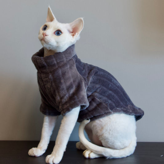Hairless cat clothes, thick winter warm solid color sweater