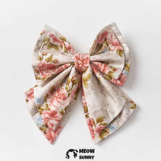 Rose Bow Pet Cat Dog Bow Tie Collar Scarf Bibs ,Lengthened Customization
