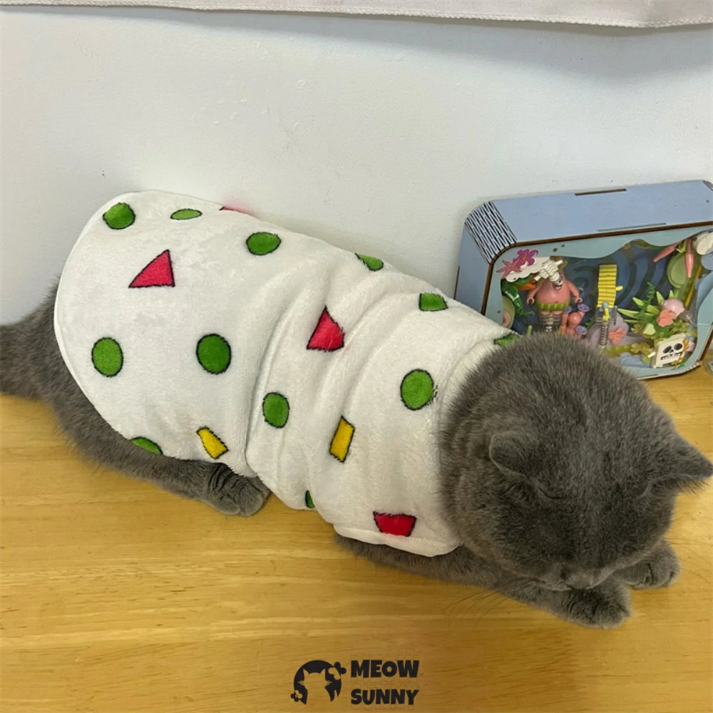 Cat clothes flannel warm cute cartoon vest anti-shedding