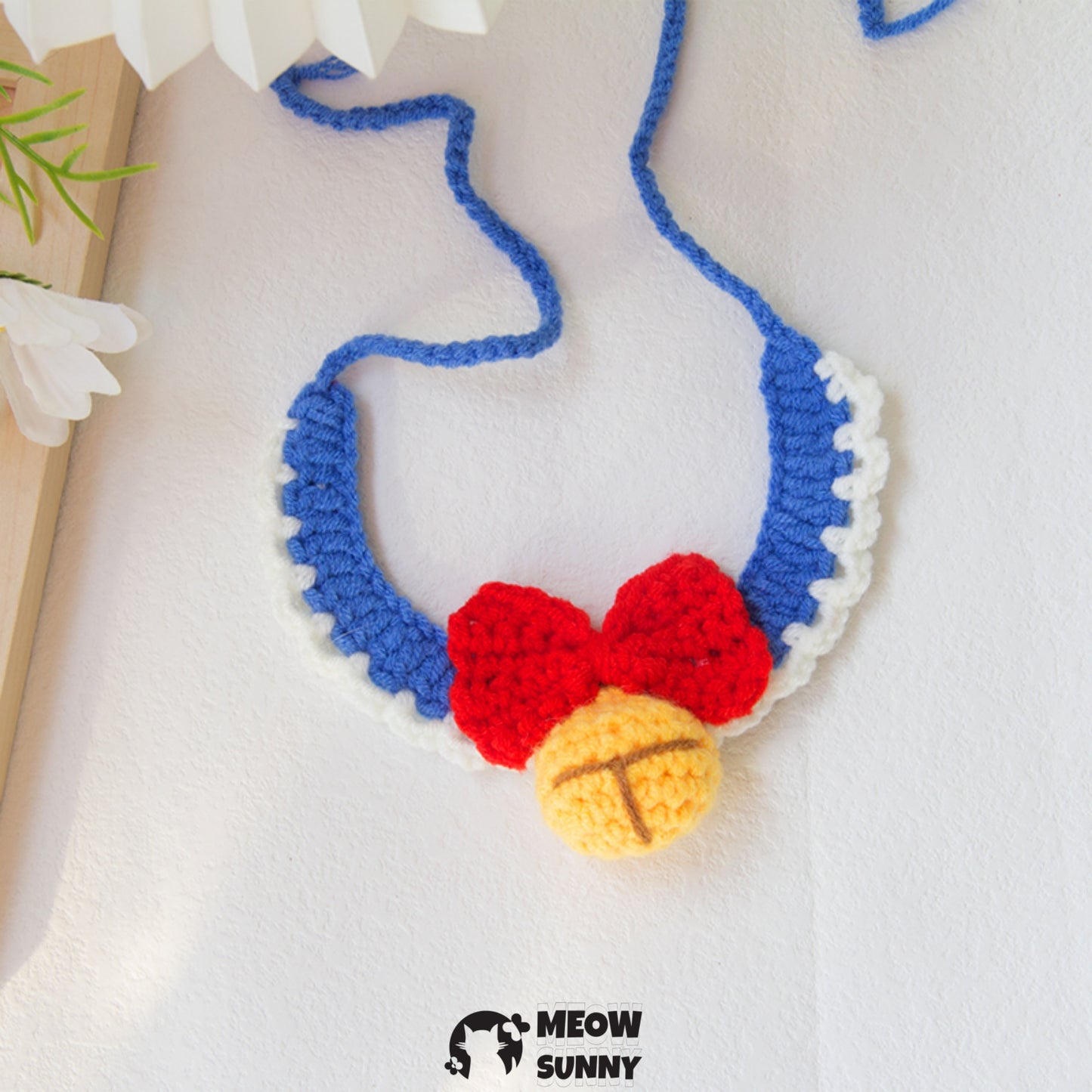 Woven Bell Cat Cute Holiday Bow Tie Collar
